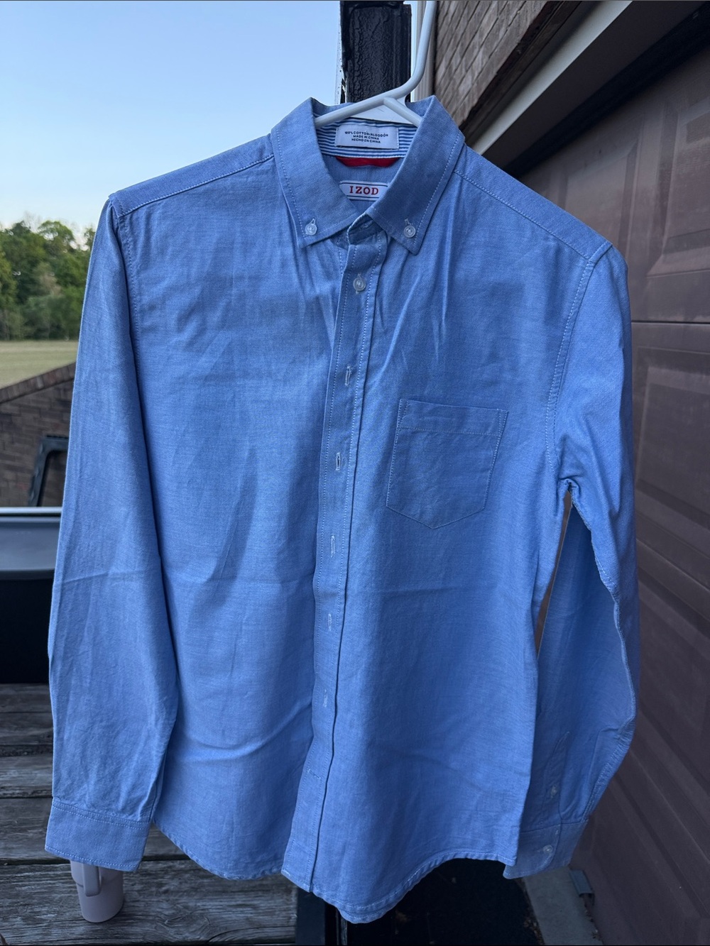 IZOD Boys Blue Button-Down Oxford Shirt